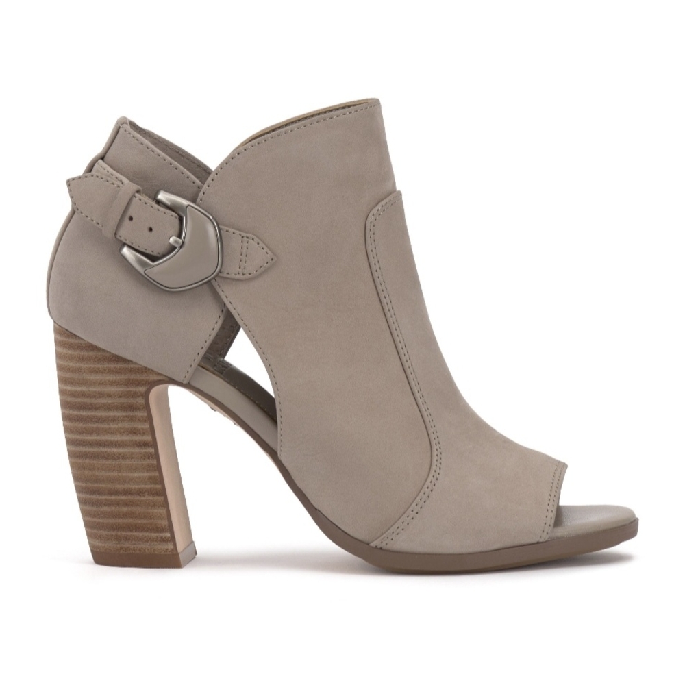 Vince Camuto Bernida Elegant Taupe Peep-Toe Ankle Boots